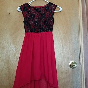 A girls black and red dress